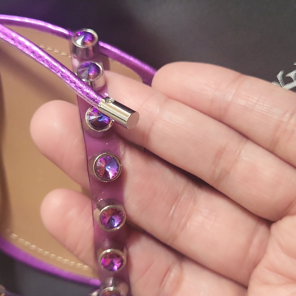 Metallic Purple Rhinestone Stilletto Heels Sandals 40 9 - Picture 7 of 8